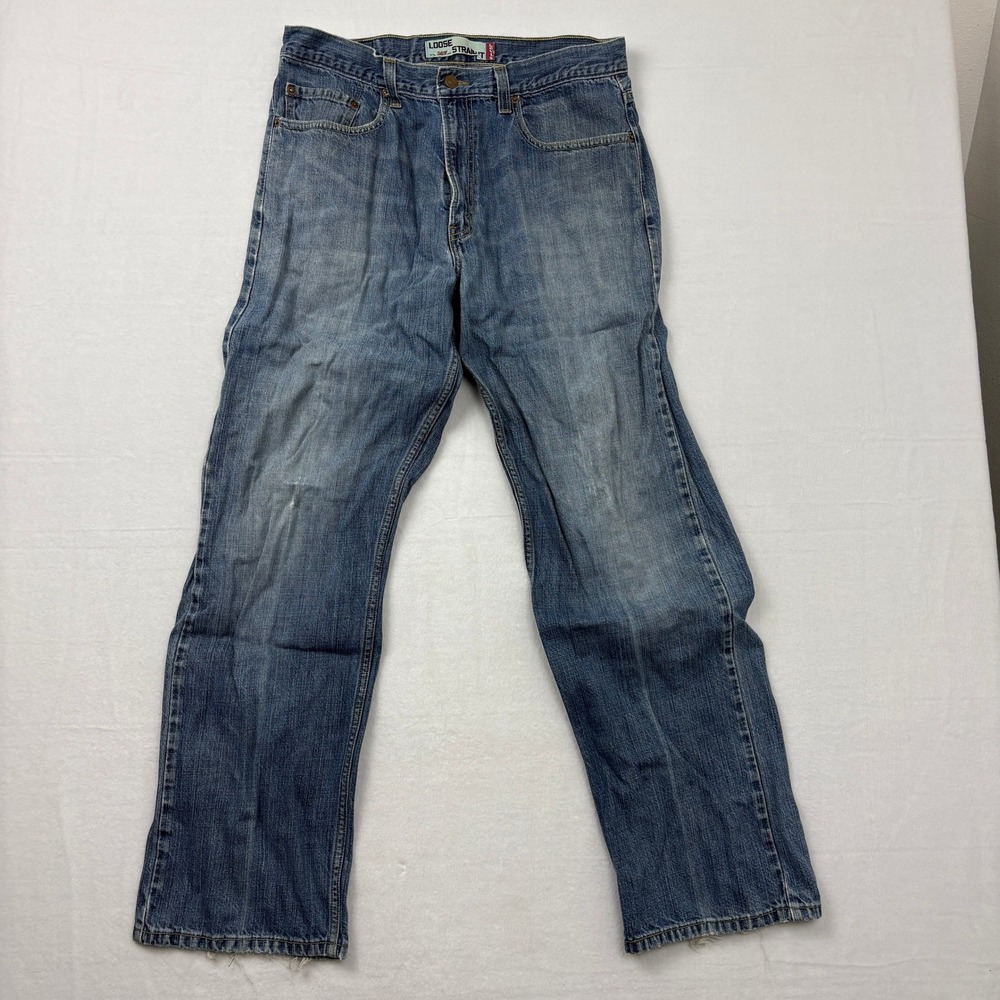 Levis 569 Loose Straight Leg Jeans Mens 34x34 Blue Denim Medium Wash 100% Cotton